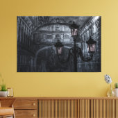 Donkere Venice Rain Bridge of Sighs bij nacht Canvas Afdruk (Insitu (Woonkamer))