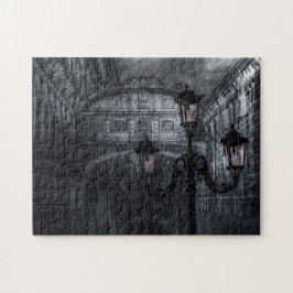 Donkere Venice Rain Bridge of Sighs bij nacht Legpuzzel
