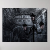 Donkere Venice Rain Bridge of Sighs bij nacht Poster (Voorkant)