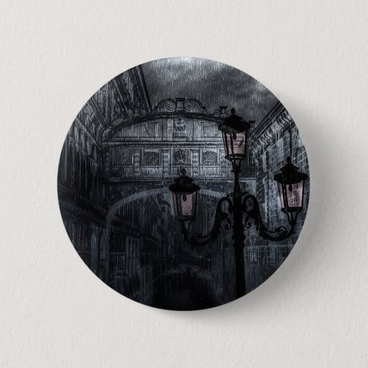 Donkere Venice Rain Bridge of Sighs bij nacht Ronde Button 5,7 Cm (Voorkant)