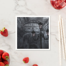 Donkere Venice Rain Bridge of Sighs bij nacht Servet
