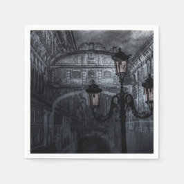 Donkere Venice Rain Bridge of Sighs bij nacht Servet