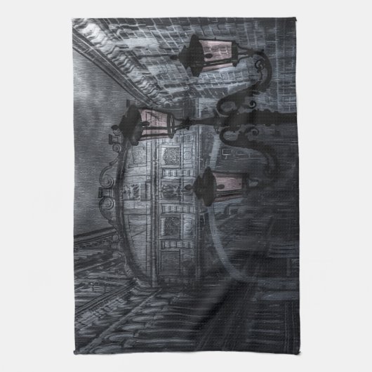 Donkere Venice Rain Bridge of Sighs bij nacht Theedoek (Verticaal)