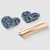 Donkere versleten denim patchwork en vlechten handwaaier (Niet-gemonteerd)