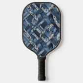 Donkere versleten denim patchwork en vlechten pickleball paddle (Voorkant)