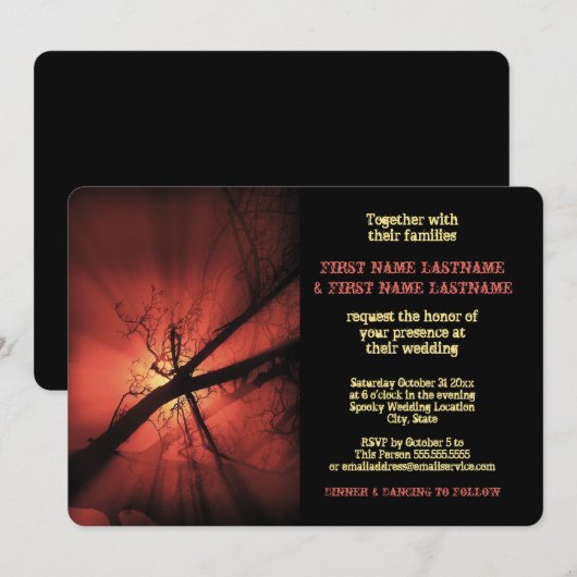 Donkere vertakkingen Uitnodiging tot bruiloft (Voorkant / Achterkant)