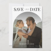 Donkere Vervagende Boog Foto Hart Script Minimaal Save The Date (Voorkant)