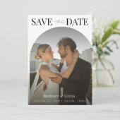 Donkere Vervagende Boog Foto Hart Script Minimaal Save The Date (Staand voorkant)