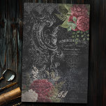 Donkere Victoriaans Franse Roos Ephemera-ontkoppel Tissuepapier<br><div class="desc">gegraveerde scrollwork,  zilveren kant,  boeroendemische rozen en franse script op de achtergrond van de zwarte damask.</div>
