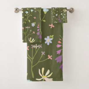 Donkere Victoriaanse botanische bloempatroon met m Bad Handdoek