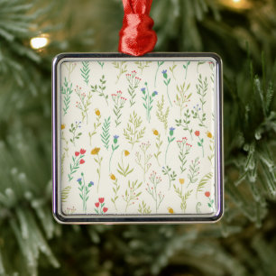Donkere Victoriaanse botanische bloempatroon met s Metalen Ornament