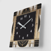 Donkere vierkante Art Deco klok in zwart wit en go (Hoek)