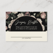 Donkere Vintage Bloem Baby Shower Luier Raffle