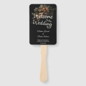 Donkere vintage bloem bruiloft hand ventilator handwaaier (Voorkant)