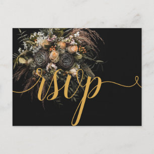 Donkere vintage bloem RSVP uitnodiging Briefkaart
