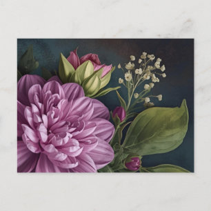 Donkere Vintage Bloemen Briefkaart