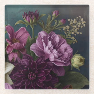 Donkere Vintage Bloemen Glazen Onderzetter