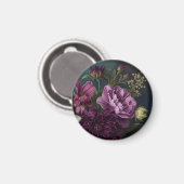 Donkere Vintage Bloemen Magneet (Voorkant / Achterkant)