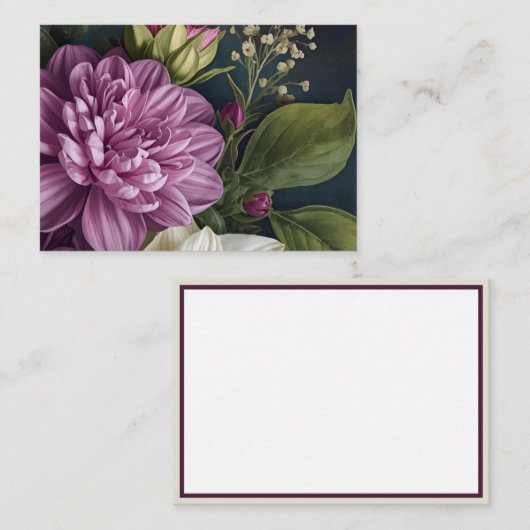 Donkere Vintage Bloemen Notitiekaartje (Voorkant / Achterkant)