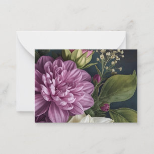 Donkere Vintage Bloemen Notitiekaartje