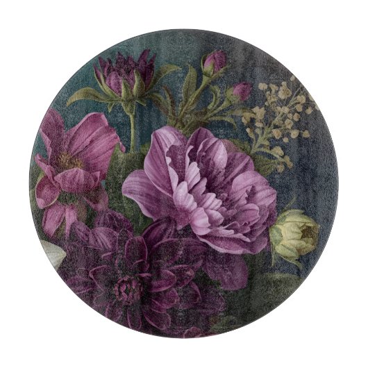Donkere Vintage Bloemen Snijplank (Voorkant)