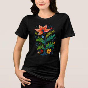 Donkere Vintage Bloemige Boheemse Folk Art Natuur Tri-Blend Shirt