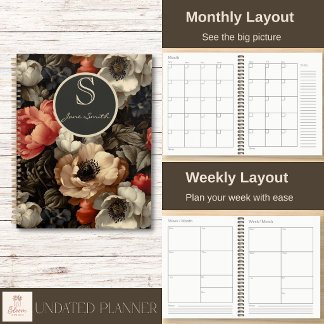 Donkere Vintage Bloemrijke Spiraal Planner