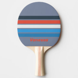 Donkere Vintage Dwars Strepen met Naam Tafeltennisbatje