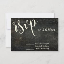 Donkere Vintage Ontwerp met Crème Typografie 30, R RSVP Kaartje