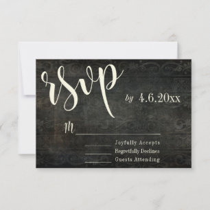 Donkere Vintage Ontwerp met Crème Typografie 30, R RSVP Kaartje