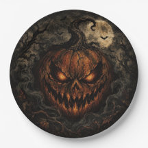 Donkere Vintage Pompoen Halloween Papieren Borden