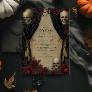 Donkere Vintage Schedel Halloween Viering Kaart