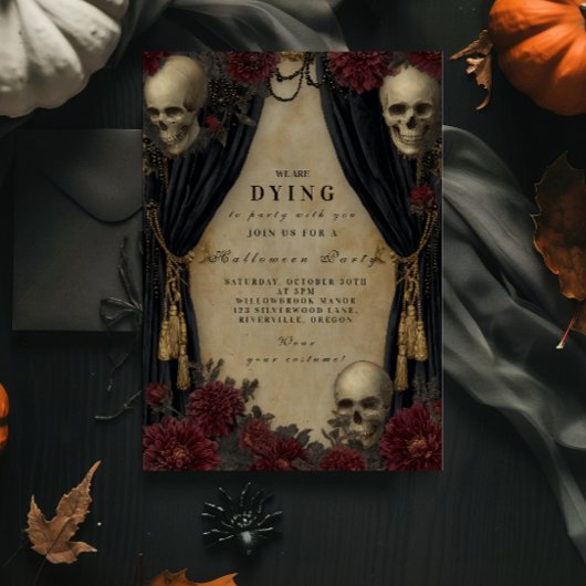 Donkere Vintage Schedel Halloween Viering Kaart