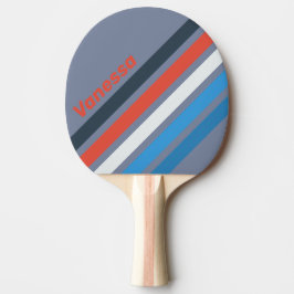 Donkere Vintage Schuine Strepen met Naam Tafeltennisbatje