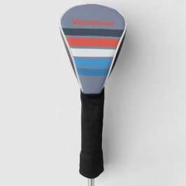 Donkere vintage strepen met naam golfheadcover