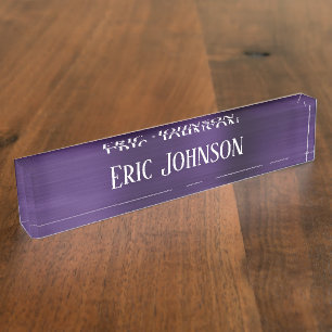 Donkere Violet Paarse Faux Folie Modern Naambordje