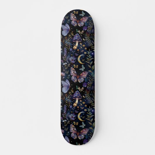 Donkere Vlinder Botanische Hemel Schaatsbord Persoonlijk Skateboard (Voorkant)