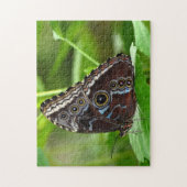 Donkere vlinder die op leder zit legpuzzel (Verticaal)