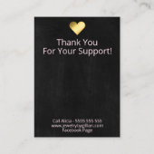 Donkere vloerbedekking Ketting & oorscherm Visitekaartje (Achterkant)