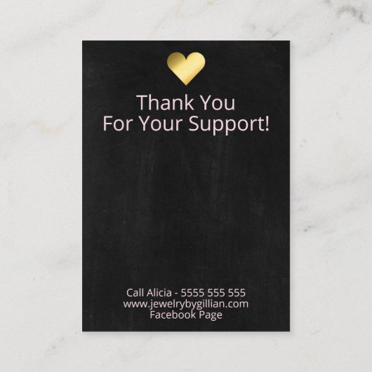 Donkere vloerbedekking Ketting & oorscherm Visitekaartje (Achterkant)