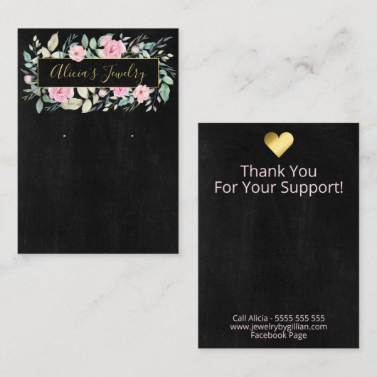 Donkere vloerbedekking Ketting & oorscherm Visitekaartje (Voorkant / Achterkant)