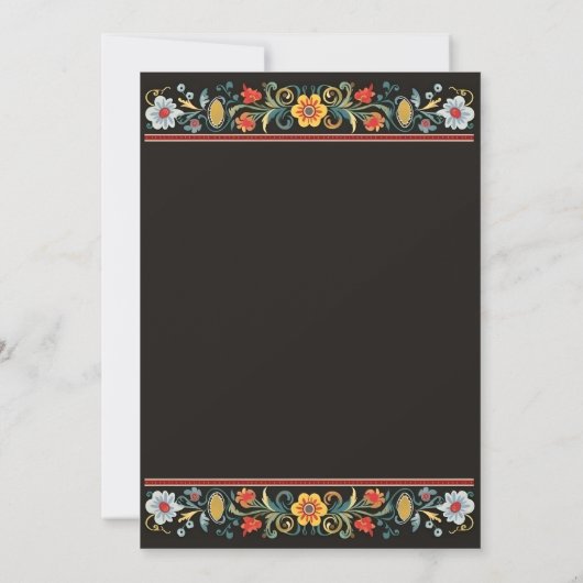 Donkere volkskunst bruiloft uitnodiging, gouden sc kaart (Achterkant)