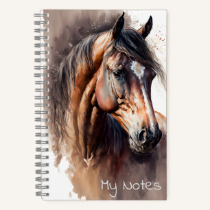 Donkere vos paard aquarel notitieboek