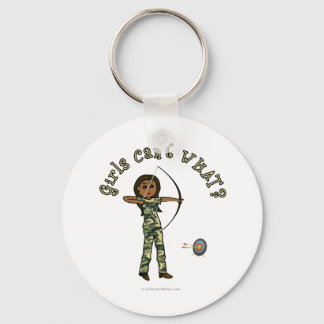 Donkere Vrouw Archery in Camouflage Sleutelhanger