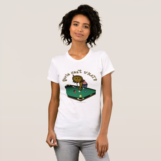 Donkere Vrouw Billiards Player T-shirt (Voorkant volledig)