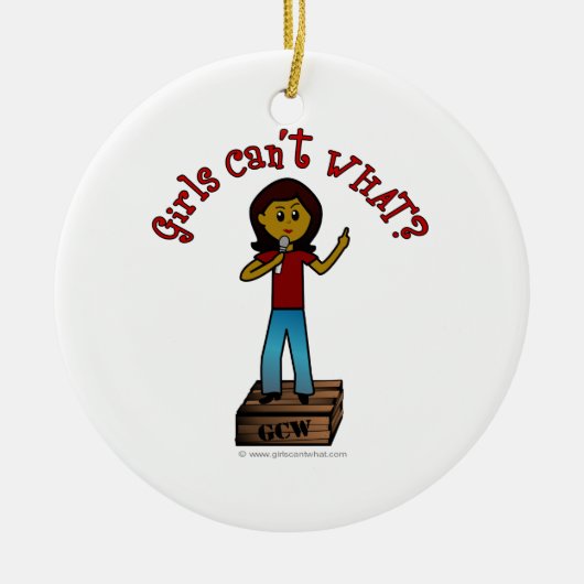 Donkere vrouw op de doos keramisch ornament (Voorkant)