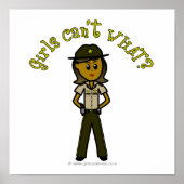 Donkere Vrouw sheriff in bruine uniform Poster (Voorkant)
