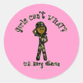 Donkere Vrouw veteraan Ronde Sticker (Voorkant)