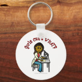 Donkere Vrouw wetenschapper Sleutelhanger (Voorkant)