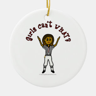 Donkere vrouwen Football Referee Keramisch Ornament